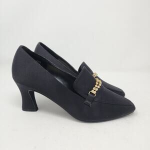COLIN STUART Rhinestone Heels Black Pumps Gothic Shoes Women's Size 6.5M Point